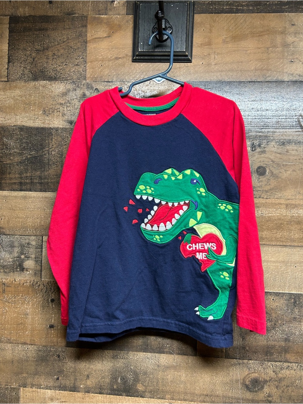 Gymboree Navy & Red Dinosaur Raglan Long-Sleeve Top
